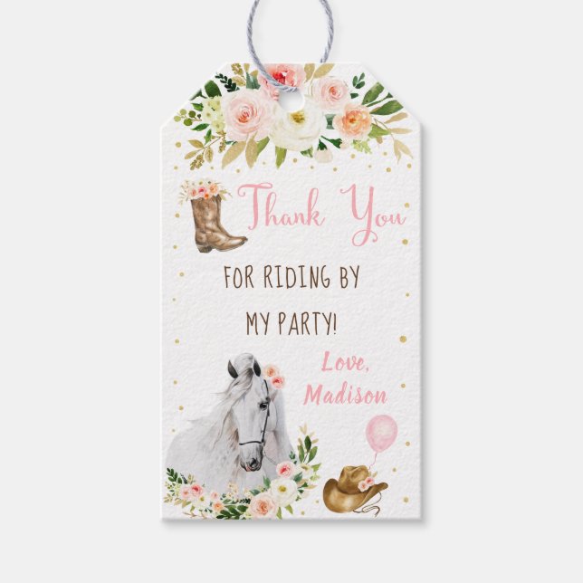 Etiqueta Para Presente CowGirl Saddle Up Horse Pony Birday (Frente)