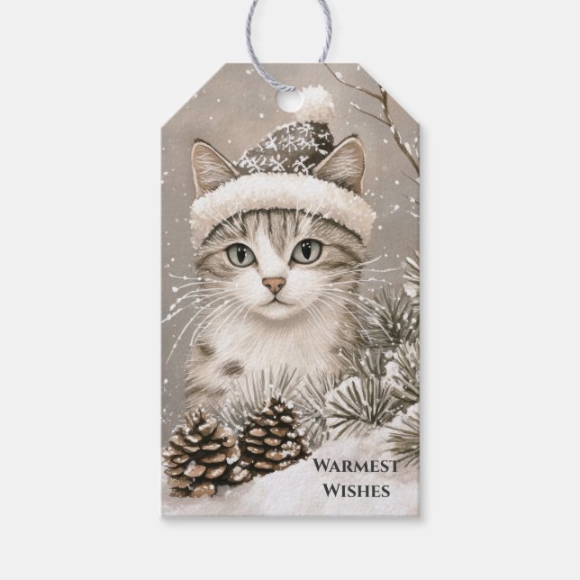 Etiqueta Para Presente Cozy Christmas Cat (Frente)