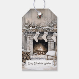 Etiqueta Para Presente Cozy Christmas Fireplace