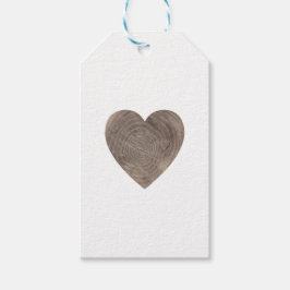 Etiqueta Para Presente Crachá de casamento apressado do coração da madeir