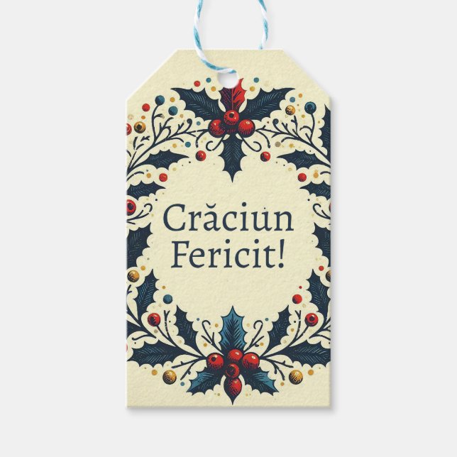 Etiqueta Para Presente Craciun fericit - Romênia - Mos craciun wreat (Frente)