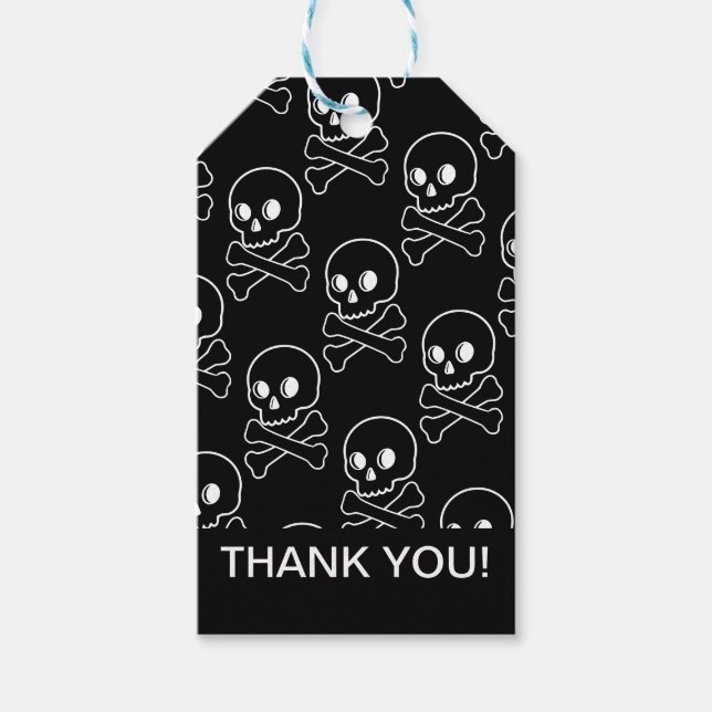 Etiqueta Para Presente Crânio E Crossbones Obrigado (Frente)