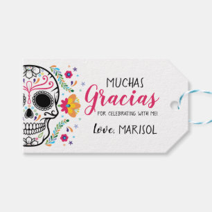 Etiqueta Para Presente Crânio Mexicano Floral Fiesta Partido Favor Tags