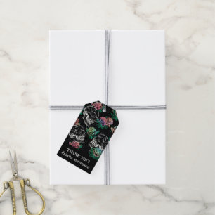 Etiqueta Para Presente Crânios e Rosas Ombre   Obrigada Glam Gótico