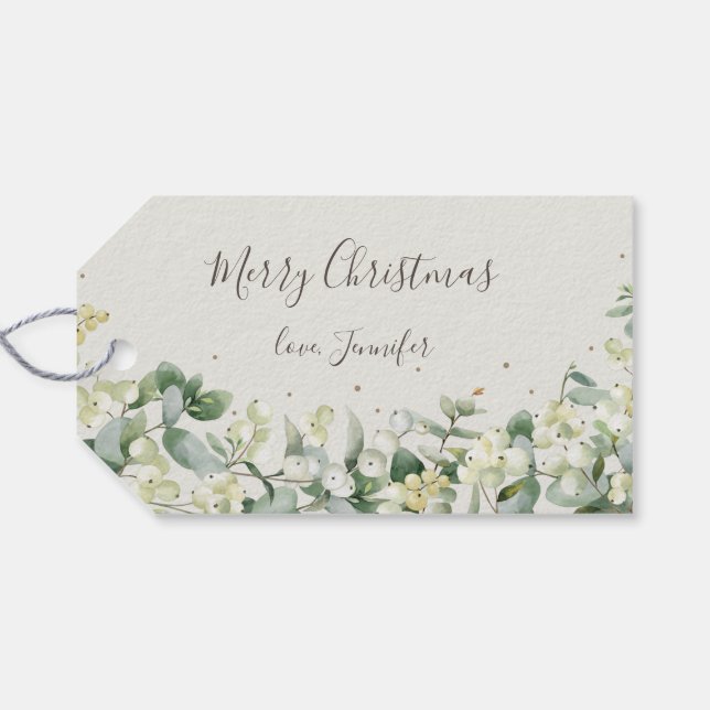 Etiqueta Para Presente Cream Snowberry+Eucalyptus mensagem personalizada (Verso Horizontal)