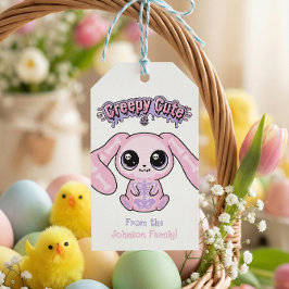 Etiqueta Para Presente Creepy Cute Easter Bunny Family Tag Pastel Goth