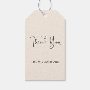 Etiqueta Para Presente Creme de bege personalizado minimalista obrigado