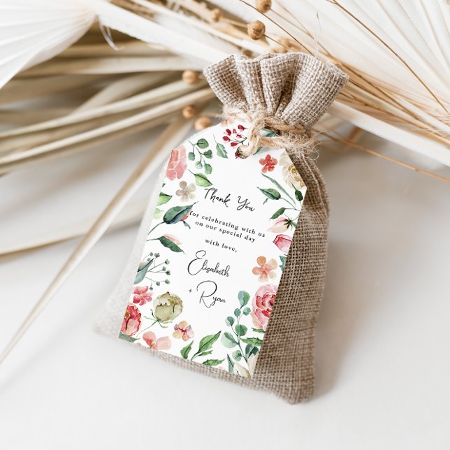 Etiqueta Para Presente Crème & Rose | Agradecimento de Casamento com Flor (Criador carregado)