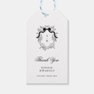 Etiqueta Para Presente Crest Monograma Arco Francês Fita Casamento Obriga