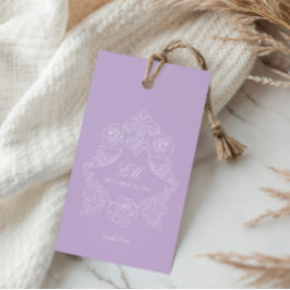 Etiqueta Para Presente Crest Monograma Vitoriano Roxo Casamento