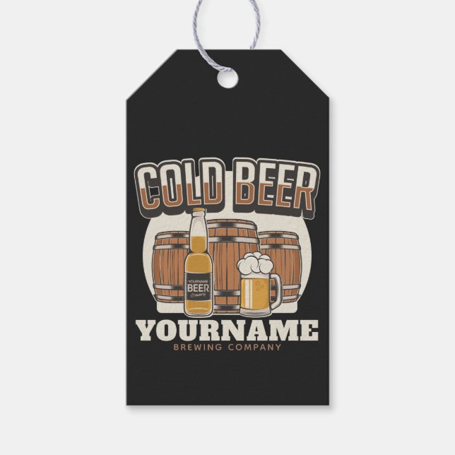 Etiqueta Para Presente Criação Personalizada De Cerveja Fria De Carvalho (Frente)