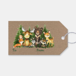 Etiqueta Para Presente Criança: Cadeias de Madeira Animais de Natal Kraf