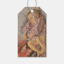 Etiqueta Para Presente Criança jovem dormindo em um Travesseiro