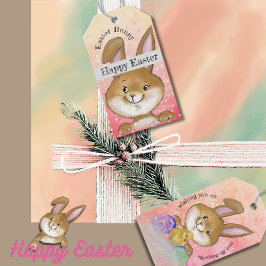 Etiqueta Para Presente Crianças-Caça-Ovo Citadas A Ovo Rosa