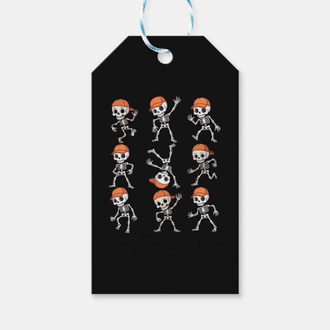 Etiqueta Para Presente Crianças Dançando Skeleton Halloween (Frente)