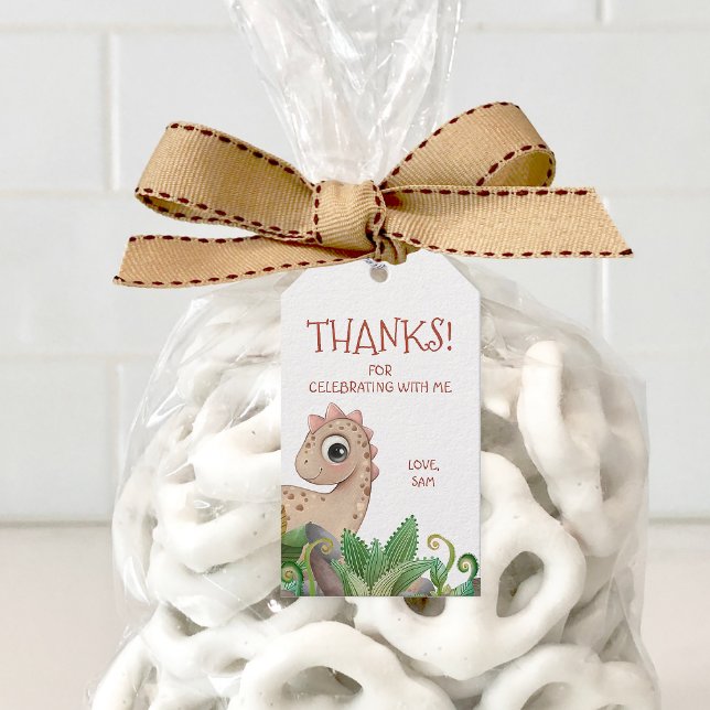 Etiqueta Para Presente Crianças Dinossauro Obrigado (Dinosaur Birthday Party Favor Tag)