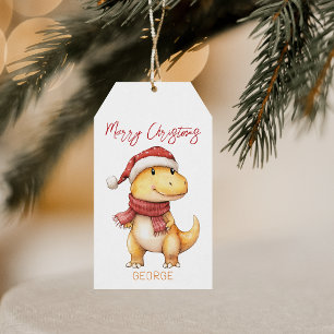 Etiqueta Para Presente Crianças Personalizadas no Natal do Dinossauro