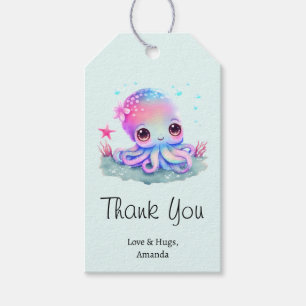 Etiqueta Para Presente Criatura Do Mar De Octopus, Muito Obrigado