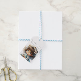 Etiqueta Para Presente Crie Seu Próprio Anjo de Natal Menina Morena Fofa