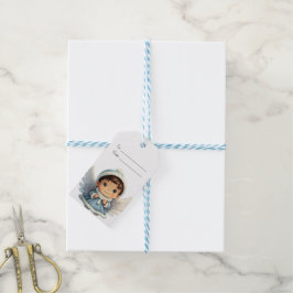 Etiqueta Para Presente Crie Seu Próprio Anjo de Natal Moreninho de Azul