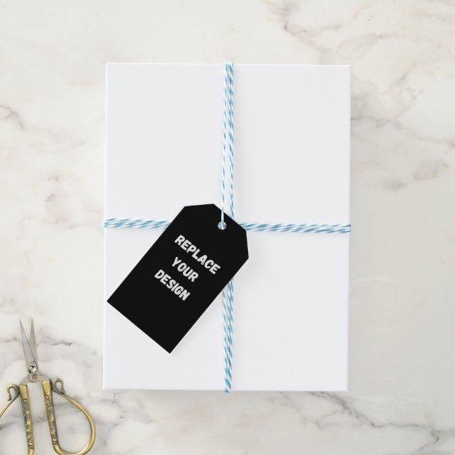 Etiqueta Para Presente Crie seu próprio design personalizado preto (Com cordão)