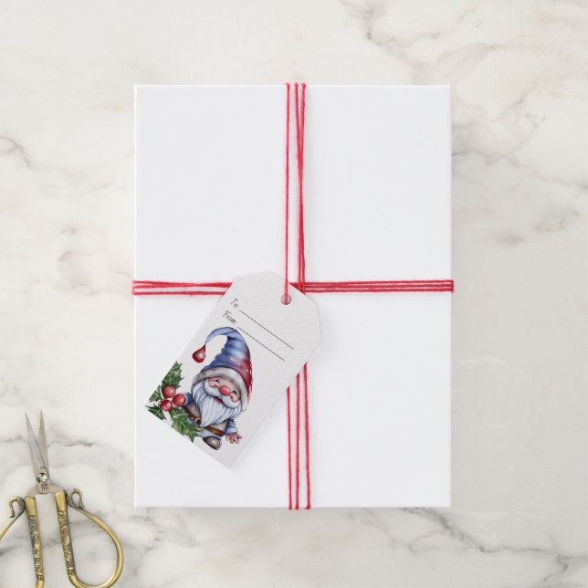 Etiqueta Para Presente Crie Seu Próprio Gnome de Natal Fofo (Com cordão)