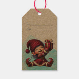 Etiqueta Para Presente Crie Seu Próprio Gnome de Natal Vintage e Doce
