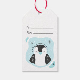 Etiqueta Para Presente Crie Seu Próprio Pinguim Azul de Natal Bonitinho