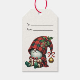 Etiqueta Para Presente Crie Seu Próprio Plaid de Natal Gnome Jingle