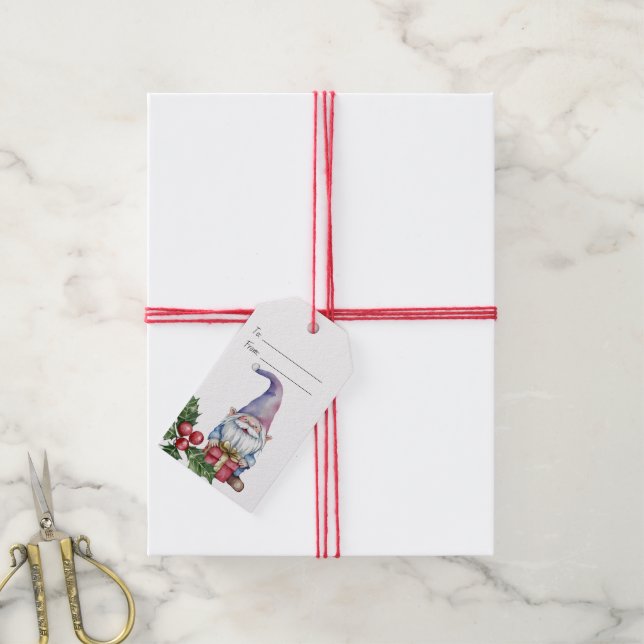 Etiqueta Para Presente Crie Seu Próprio Presente de Gnomo Roxo (Com cordão)