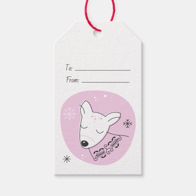 Etiqueta Para Presente Crie Seu Próprio Renascerno Retrô Rosa Natal (Frente)