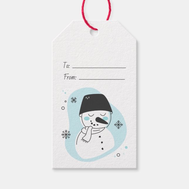 Etiqueta Para Presente Crie seu próprio Retro Snowman Blue Christmas (Frente)