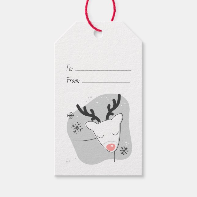 Etiqueta Para Presente Crie Seu Próprio Veado Natalino Prateado Retrô (Frente)