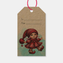 Etiqueta Para Presente Crie seus Natais vintages caminhando Gnome