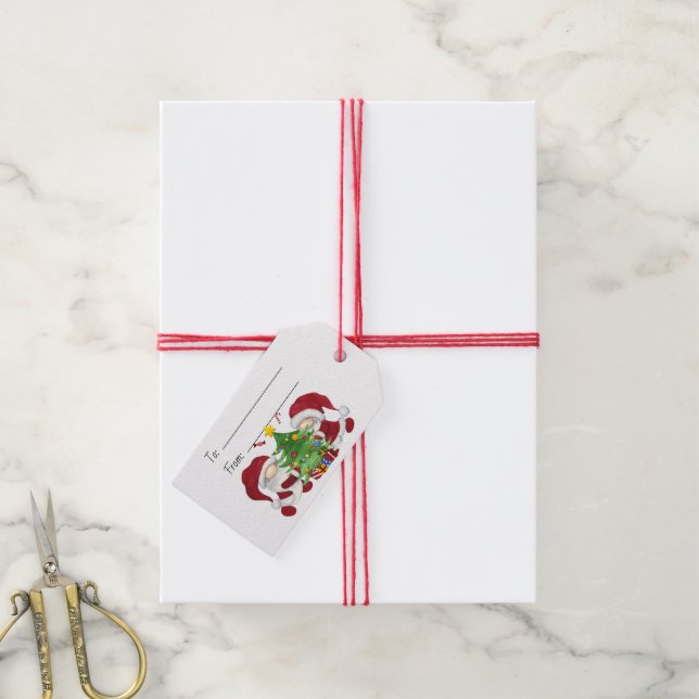 Etiqueta Para Presente Crie Seus Próprios Gnomos de Natal Alegres (Com cordão)