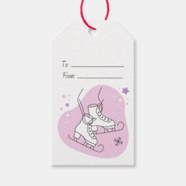 Etiqueta Para Presente Crie seus Skates de gelo estrelado cor-de-rosa