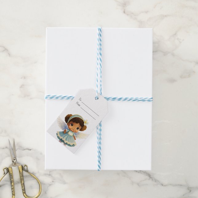 Etiqueta Para Presente Crie Sua Própria Garota Negra Angelical (Com cordão)