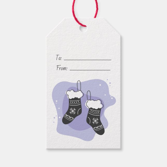 Etiqueta Para Presente Crie suas Próprias Meias Roxas de Natal (Frente)
