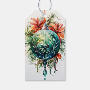 Etiqueta Para Presente Crimson & Emerald Gleam: Um Vermelho e Verde Fusão