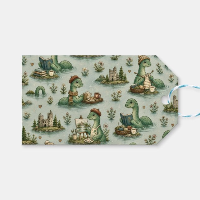 Etiqueta Para Presente Críptidos Aconchegantes Nessie Monstro do Lago Nes (Frente (horizontal))