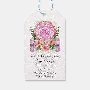 Etiqueta Para Presente Cristais Rosa Mandala Flores Energia Yoga Reiki Sp