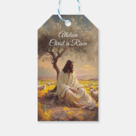 Etiqueta Para Presente Cristo Ressuscitou Páscoa Vintage Cristão Religios