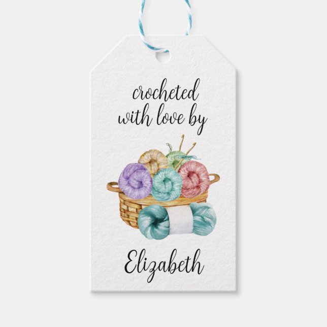 Etiqueta Para Presente Crocheted With Love (Frente)