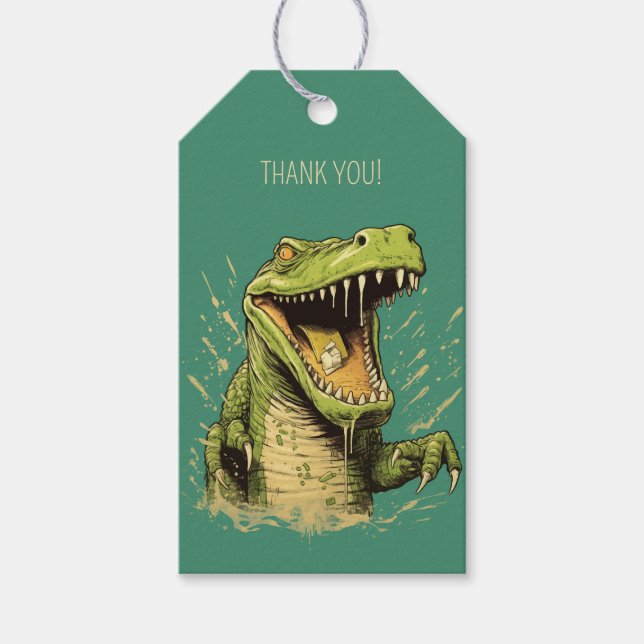 Etiqueta Para Presente Crocodilo de Texto Personalizado (Frente)