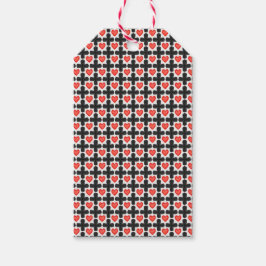 Etiqueta Para Presente Cross Shaped Checkered Pattern with Red Hearts