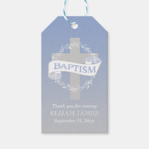 Etiqueta Para Presente Cross Wreath   Berries Baby Boy Baptism