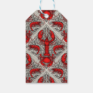 Etiqueta Para Presente Crustáceos a vermelho, preto e marfim