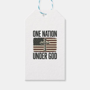 Etiqueta Para Presente Cruz Patriótica Uma Nação Sob Deus