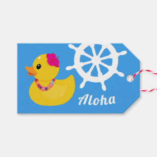 Etiqueta Para Presente Cruzeiro Havaiano Aloha Caça ao Pato Fofo