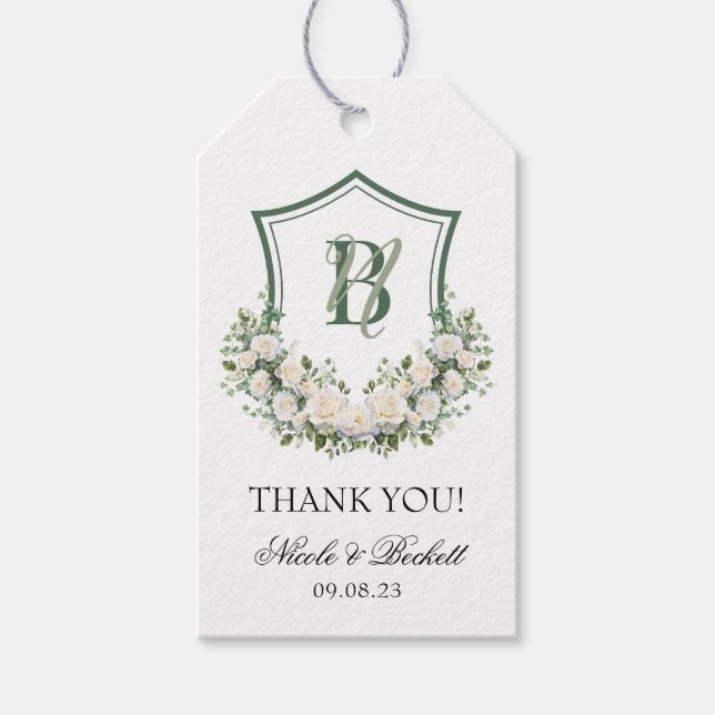 Etiqueta Para Presente Cume de Flores Brancas Obrigado Casamento (Frente)